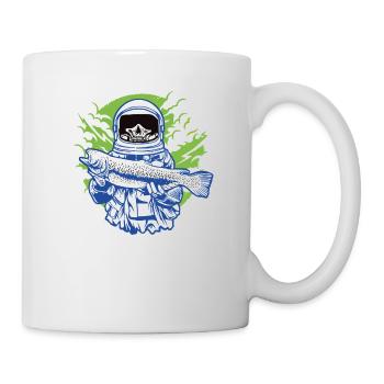 Der skelettierte Astronaut beim Fischen. - Tasse - Weiß - Rechts