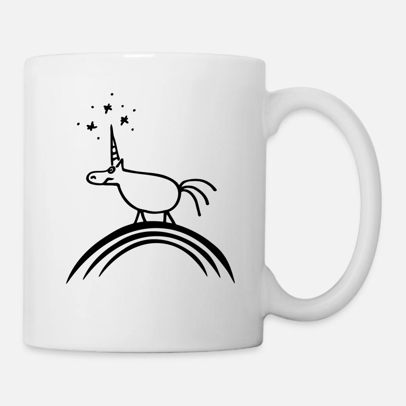 Lustiges Strichmännchen Einhorn Unicorn Regenbogen - Tasse - Weiß