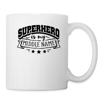 Superheld ist mein Mittelname - Tasse - Weiß - Rechts
