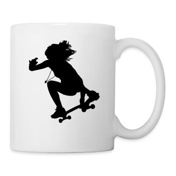 Fille de patin à roulettes Longboard - Mug blanc - blanc - Droite