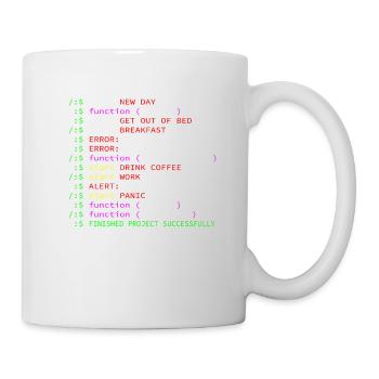 Programmierer Kaffee Tagesrhythmus lustig Geschenk - Tasse - Weiß - Rechts
