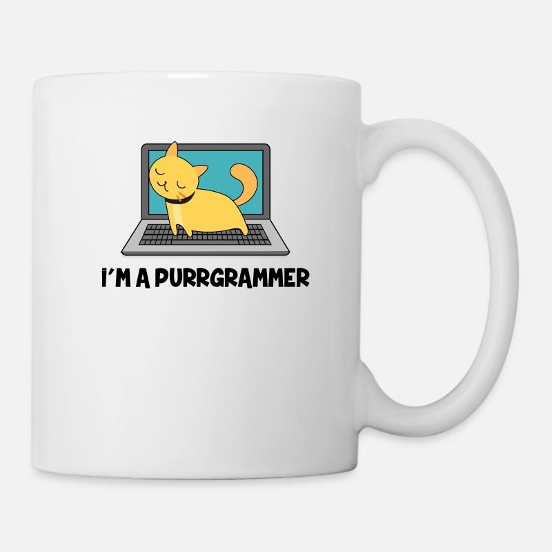 Katze Programmierer Fell Computer Nerd Geschenk - Tasse - Weiß