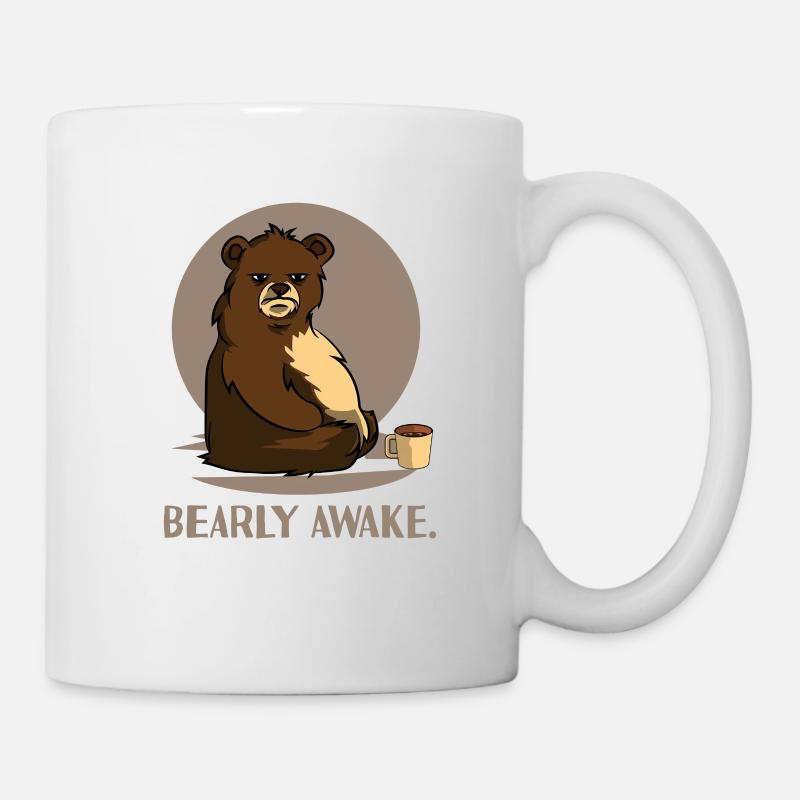 Bear Coffee Caffeine Long Sleeper Conception de blague fatiguée - Mug blanc - blanc