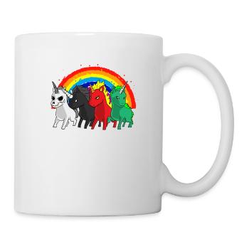 Einhorn Reiter Apokalypse Regenbogen Witz Geschenk - Tasse - Weiß - Rechts