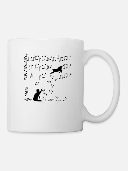Katzen Musik Noten Spielzeug Instrument Geschenk - Tasse - Weiß