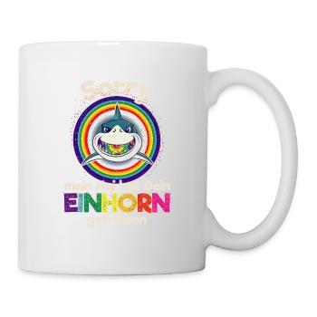 Shark unicorn rainbow CDC funny diving dabbing - Mug - white - Right