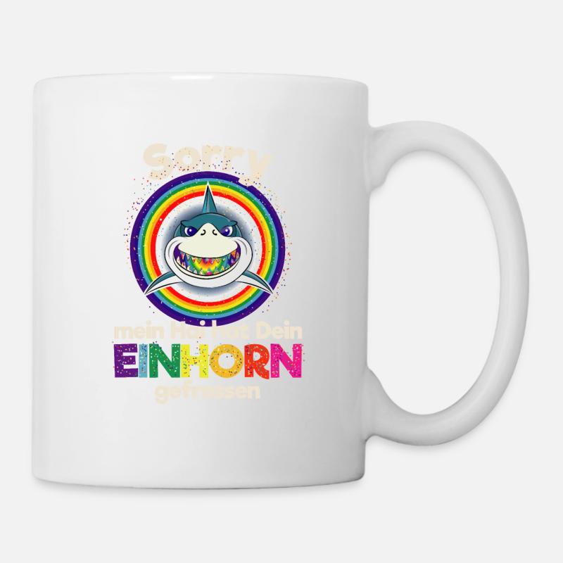 Hai Einhorn Regenbogen CDC lustig Tauchen dabbing - Tasse - Weiß