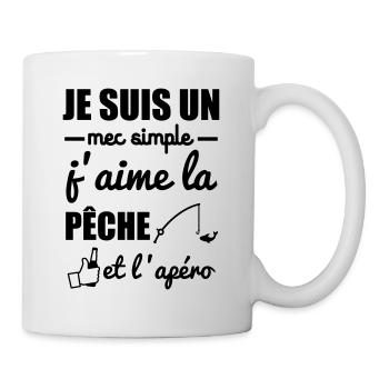 Mec simple pêche apéro, cadeau pêcheur, pêche - Mug blanc - blanc - Droite