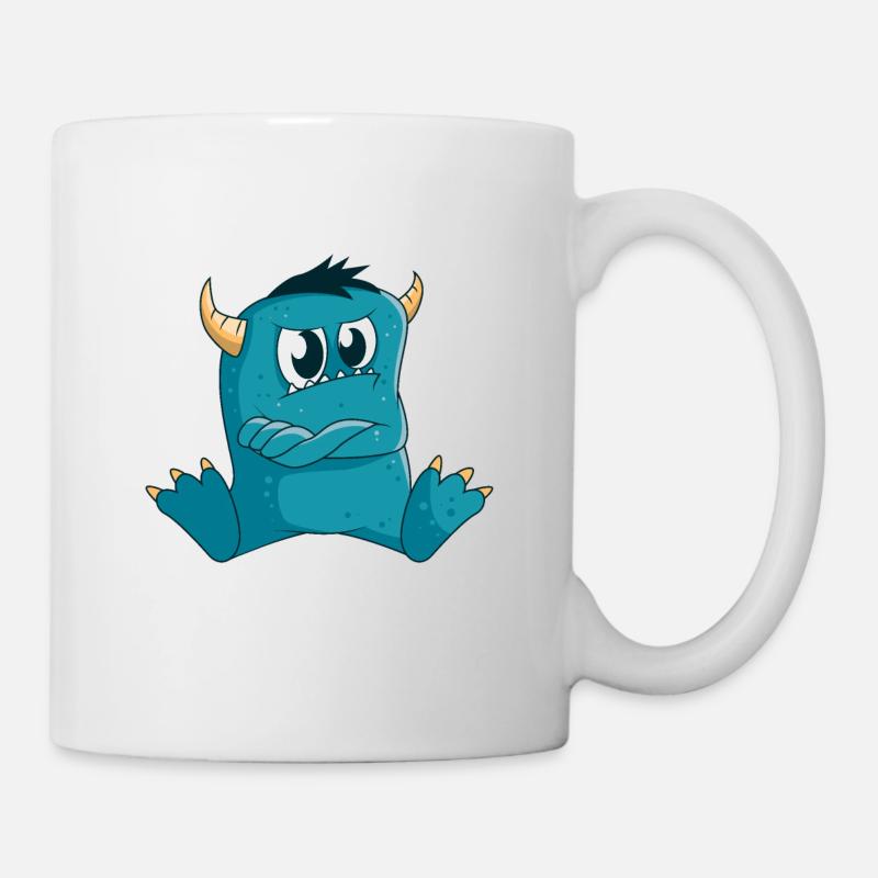 Kleines Monster ist eingeschnappt und zeigt Hörner - Tasse - Weiß