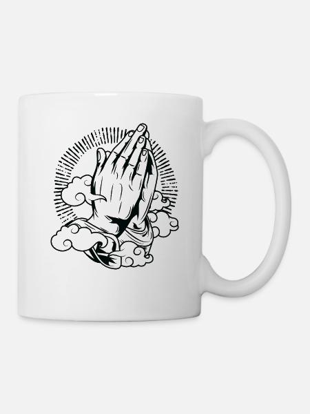 Prier les mains Prier les mains à Dieu religion - Mug blanc - blanc