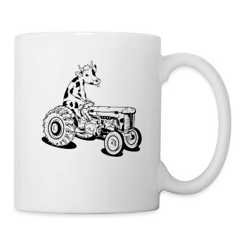 Cow driving a tractor - Mug - white - Right