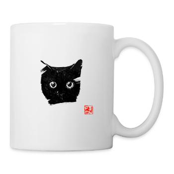cat face in white - Tasse - Weiß - Rechts
