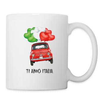 Ti amo Italia - Ich liebe dich Italien + Fiat500 - Tasse - Weiß - Rechts