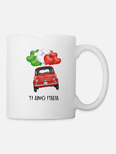 Ti amo Italia - Ich liebe dich Italien + Fiat500 - Tasse - Weiß