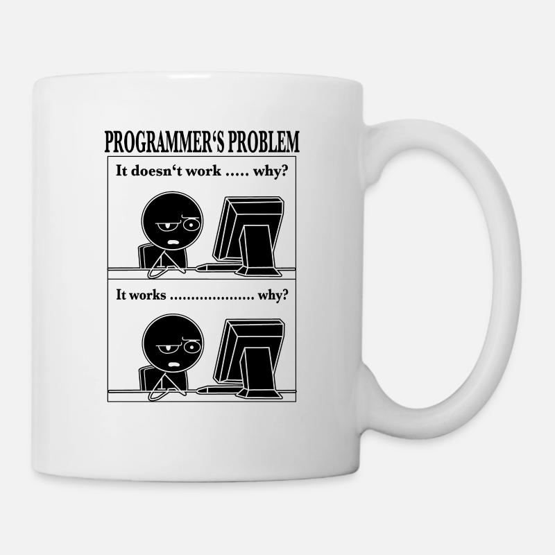 Programmierer Informatiker Lustiges Cartoon T-Shir - Tasse - Weiß
