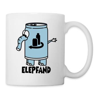 Elefant als Elepfand - schwarze Schrift - Tasse - Weiß - Rechts