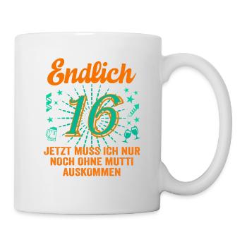 16 Geburtstag Junge Geschenk lustig 16. Ehrentag - Tasse - Weiß - Rechts