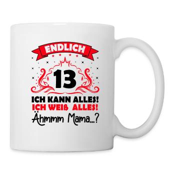 13 Geburtstag Mädchen Junge Fun Geschenk lustig - Tasse - Weiß - Rechts
