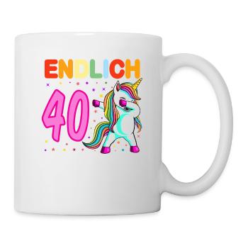 40. Geburtstag Einhorn 40 Jahre 40. Jubiläum Fun - Tasse - Weiß - Rechts