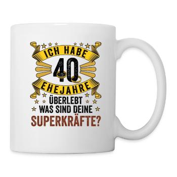 Hochzeitsgeschenke Partneroutfit 40. Hochzeitstag - Tasse - Weiß - Rechts