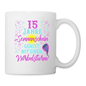 15 Geburtstag Frauen Geschenk 15 Jahre Geburtstag - Tasse - Weiß - Rechts