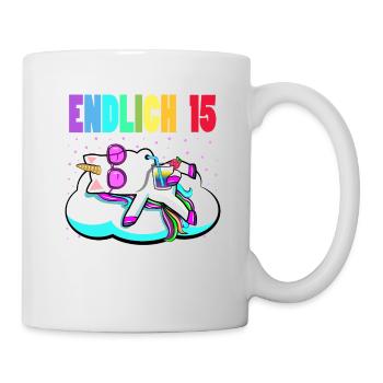 15. Geburtstag Mädchen Geschenk lustig Einhorn - Tasse - Weiß - Rechts
