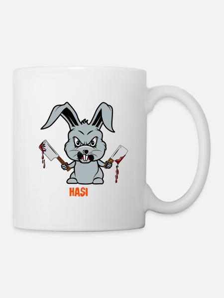Halloween 2021 Monster verrückter Hase Sarkasmus - Tasse - Weiß