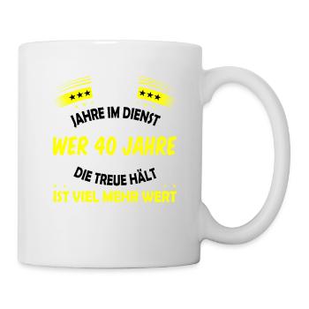 40. Dienstjubiläum 40. Firmenjubiläum Geschenk - Tasse - Weiß - Rechts