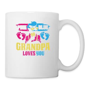 Rosa Oder Blauer Opa Liebt Dich Design Für Opa - Tasse - Weiß - Rechts