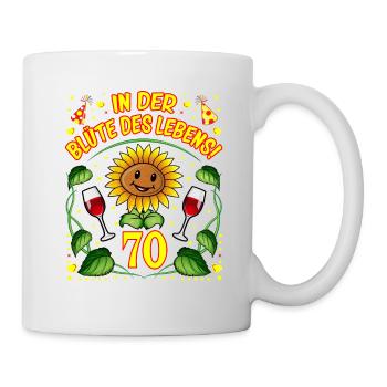 70 Geburtstag Geschenk lustig 70. Jubiläum Blumen - Tasse - Weiß - Rechts