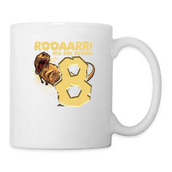 Attention I am 8, dinosaur - Mug - white - Right
