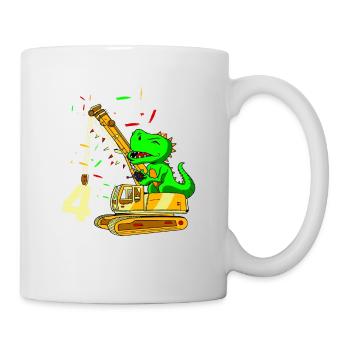 Conception d’anniversaire de 4 ans pour les dinosaures et - Mug blanc - blanc - Droite