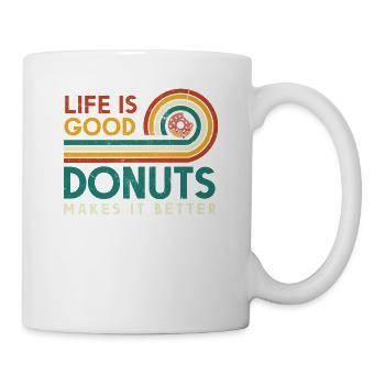 La vie est bonne Les beignets le rendent meilleur pour - Mug blanc - blanc - Droite
