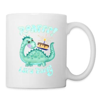 Dinosaurier: Party! Happy Birthday - Tasse - Weiß - Rechts