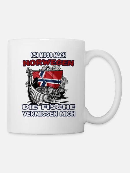 Norwegen Flagge Skandinavien Norway Norden Angler - Tasse - Weiß