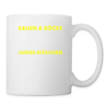 Jäger und Schürzenjäger Design mit lustigem Spruch - Tasse - Weiß - Rechts