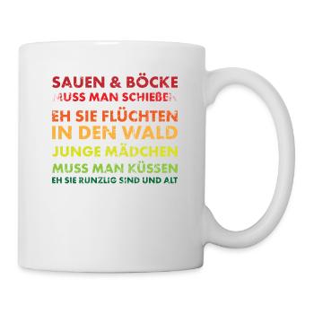 Jäger und Schürzenjäger Design mit lustigem Spruch - Tasse - Weiß - Rechts