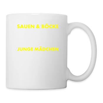 Jäger und Schürzenjäger Design mit lustigem Spruch - Tasse - Weiß - Rechts