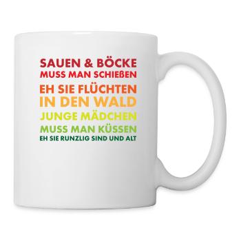 Jäger und Schürzenjäger Design mit lustigem Spruch - Tasse - Weiß - Rechts
