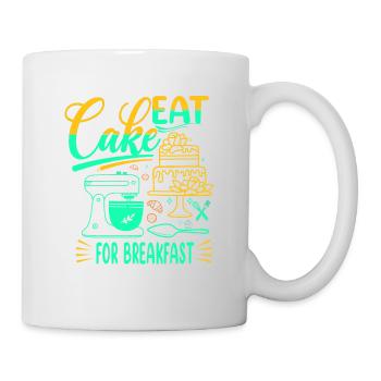 Mangez des gâteaux pour le petit-déjeuner pour les boulangers ou - Mug blanc - blanc - Droite