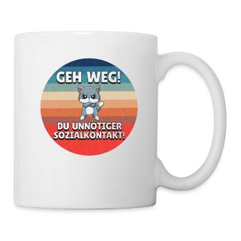 Geh weg du unnötiger Sozialkontakt angry cat retro - Tasse - Weiß - Rechts