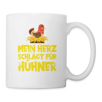 Mein Herz schlägt für Hühner. Huhn - Tasse - Weiß - Rechts