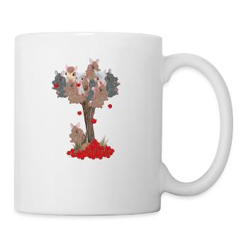 Pferdeäpfel mit Ponys am Baum, Pferde - Tasse - Weiß - Rechts