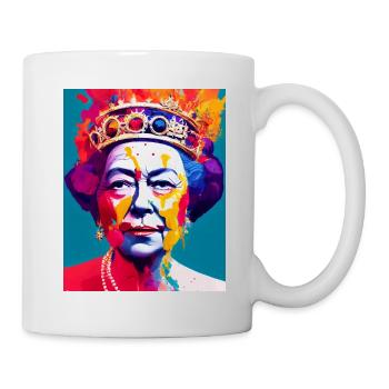 Queen Elizabeth Abstrakt Bunt - Tasse - Weiß - Rechts