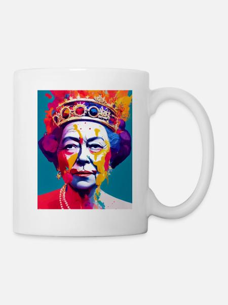 Queen Elizabeth Abstract Colorful - Mug - white