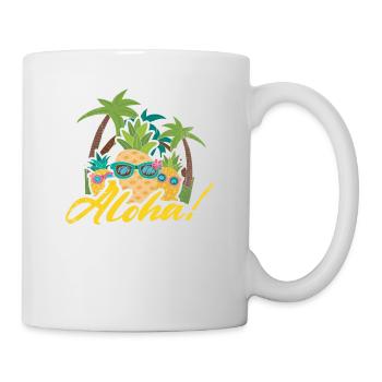 Aloha Pineapple And Pine Tree Design For The Beach - Mug - white - Right