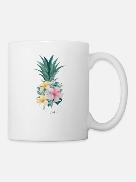 Aloha pineapple flower design For beach lovers - Mug - white