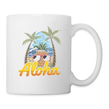 Aloha Pineapple And Pine Tree Design For The Beach - Mug - white - Right