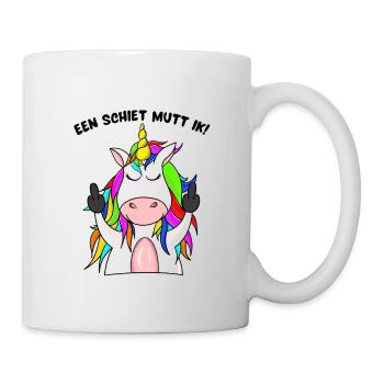 "Een Schiet mutt ik!" - Plattdeutscher Spruch - Tasse - Weiß - Rechts