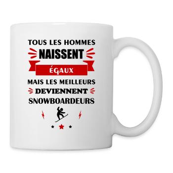 Tous les hommes naissent égaux snowboard, hiver - Mug blanc - blanc - Droite